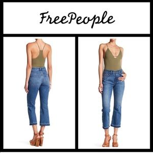 Free People Flare Cropped High Waisted Jeans